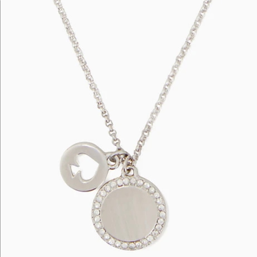 New! Kate Spade Silver Pave Charm Pendant Necklace